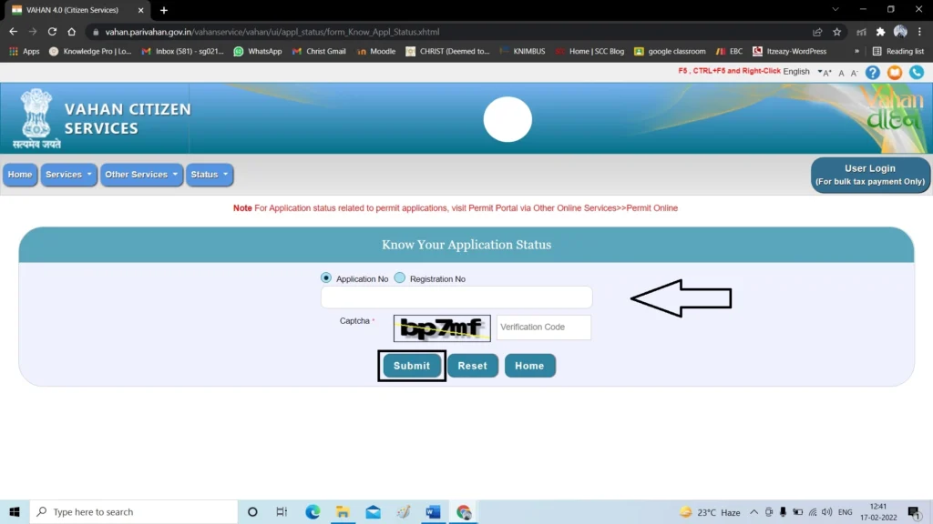 Check RC Status via Parivahan Portal