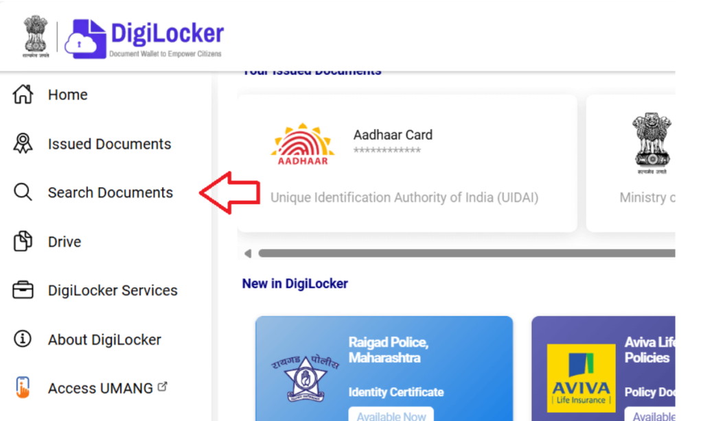 Navigate to "Issued Documents."